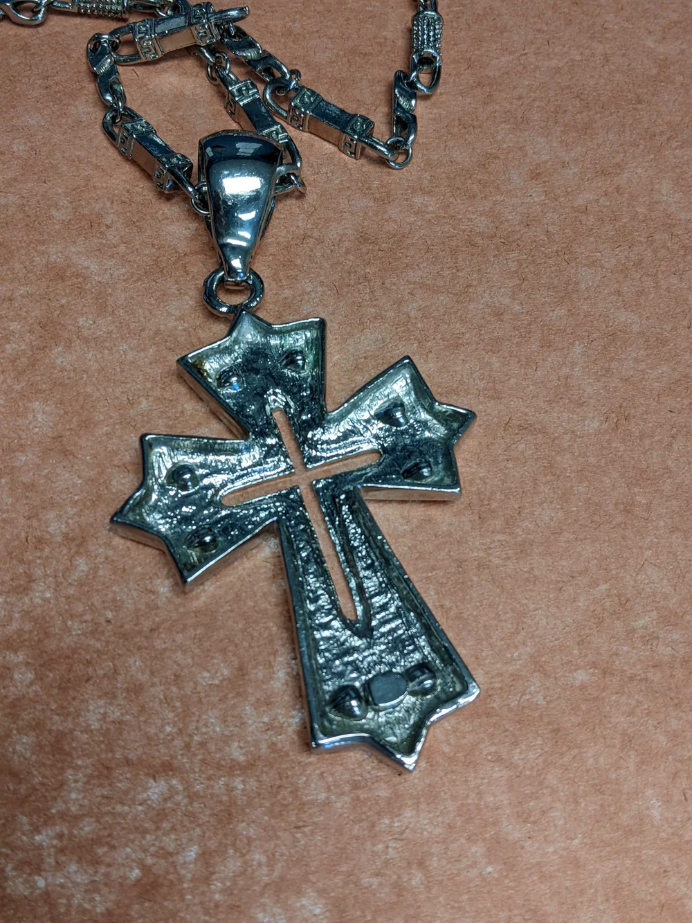 Men's Heraldic Or Fleur-De-Lis Style Cross Pendant Stainless SteelUsed Like New